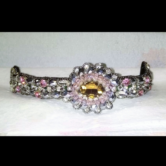 Crystal Jeweled Statement Bracelet - Picture 2 of 8